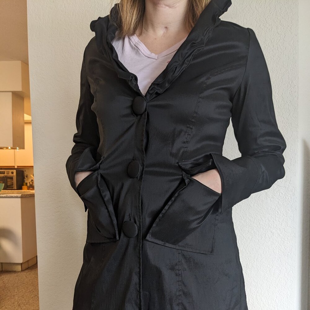 Joseph Ribkoff Long Formal Jacket with Statement Ruffle Collar